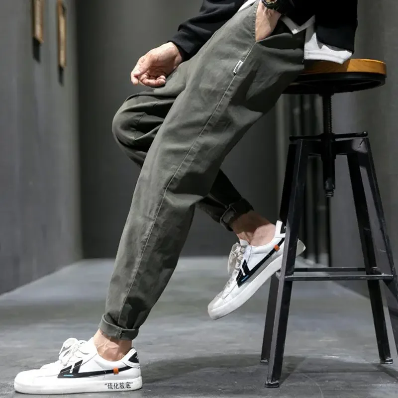 Spring Autumn New Fashion Harajuku Y2K Solid Cotton Pants Man Straight Leg Loose Casual Trousers Hip Hop Streetwear Male Clothes