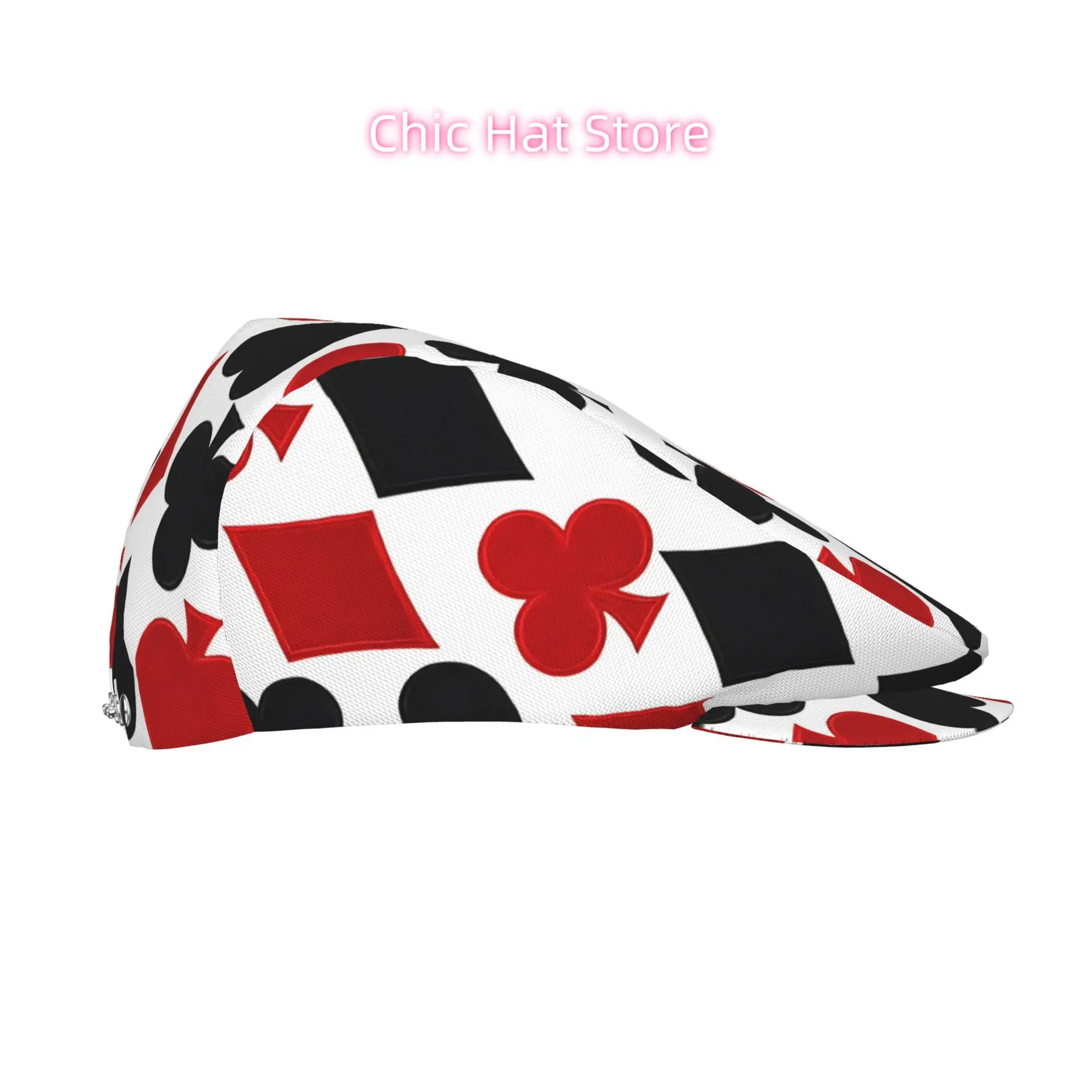 Playing Card Decal Men Beret Hat Polyester Adjustable Newsboy Hats Cabbie Gatsby Cap Driving Flat Caps Women Cabbie Cap Beret Fo
