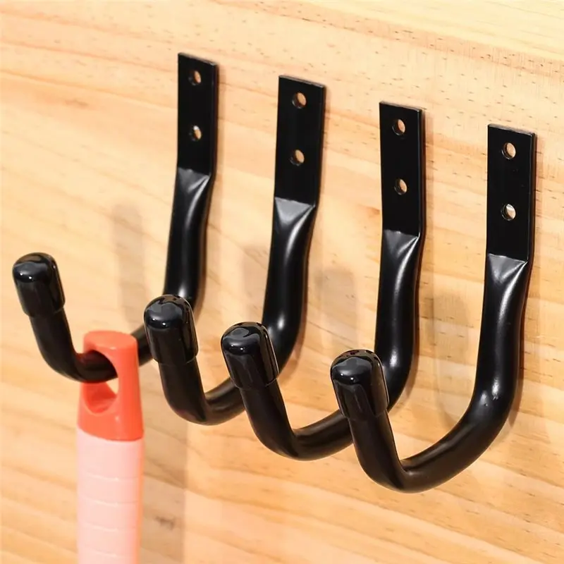 ABKP-Heavy Duty Garage Wall Hooks(12Pcs) J-Shaped Metal Hanging Wall Mount Storage Rack For Garden Hose Ladders Bike Practical