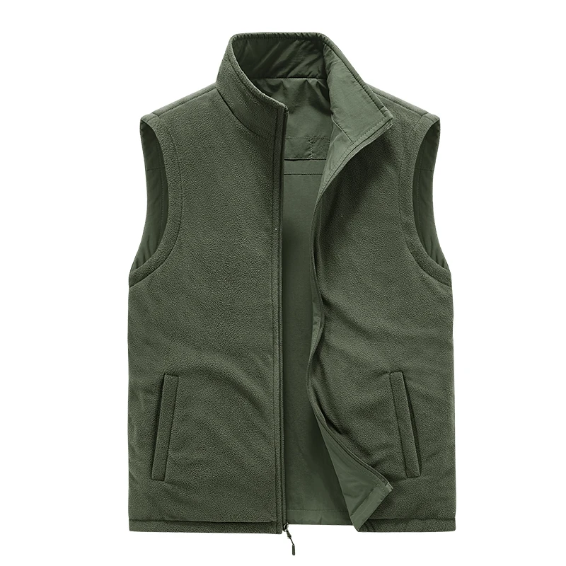 Moda doppio strato Casual gilet uomo colletto alla coreana giacca a vento in pile gilet autunno inverno senza maniche cappotto caldo all\'aperto