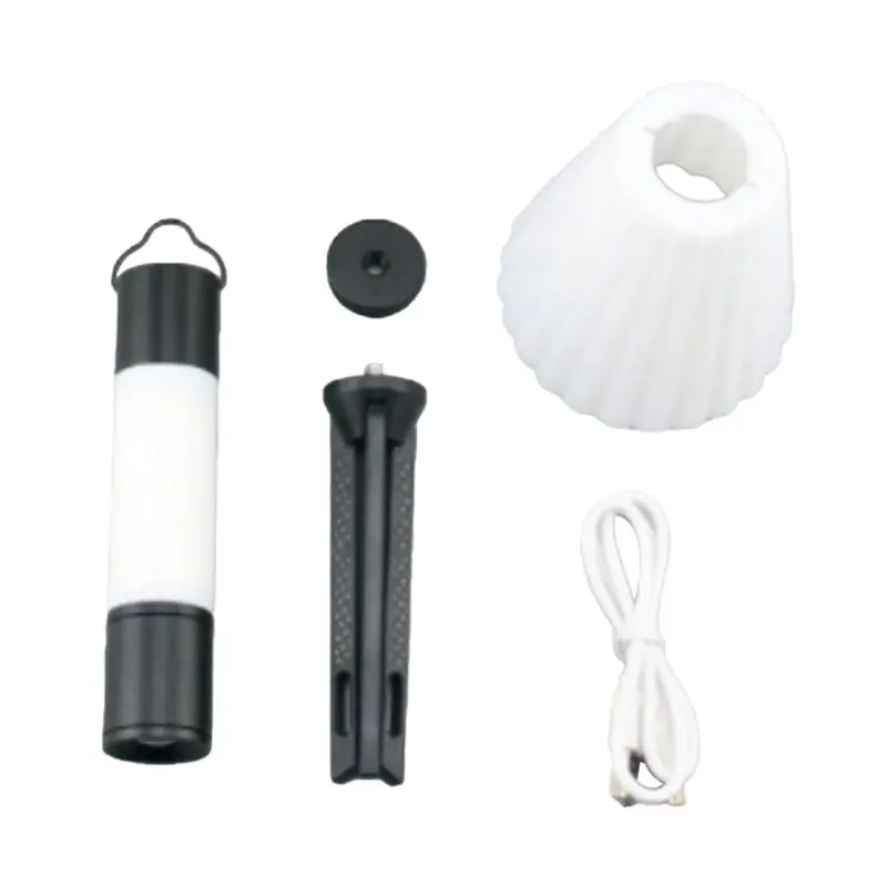 ABGE-Outdoor Camping LED Telescopic Flashlight With Tripod Nuts Multifunctional Rechargeable Retractable Light Table Lamp