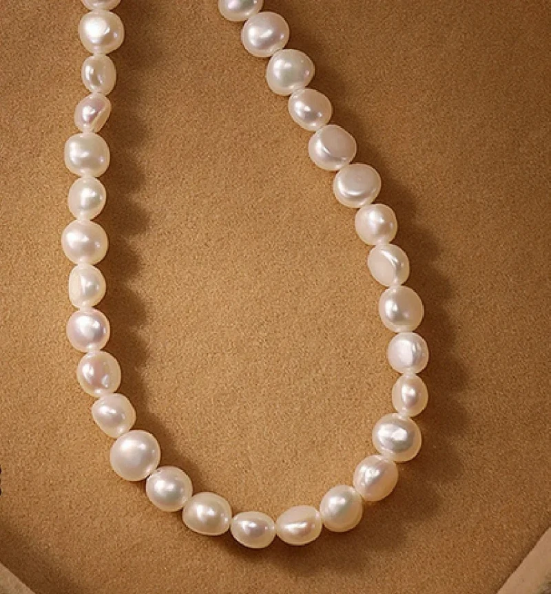 

17"7-8mm Genuine Cultured White Baroque Pearl Necklace