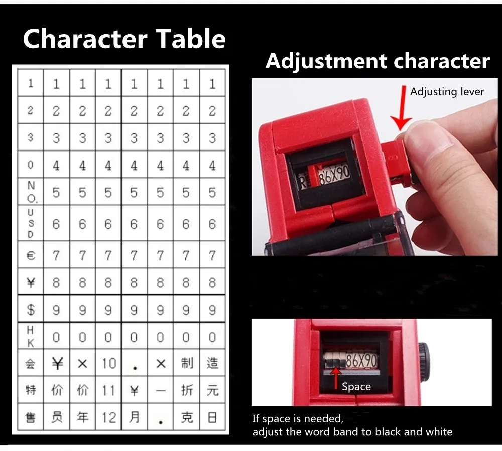 MX-5500 8 Digits Handheld Price Tag Gun with 1 Ink Coding Machine Price Label Gun for Retail Stores Supermarket $ € £ ₽ Kg