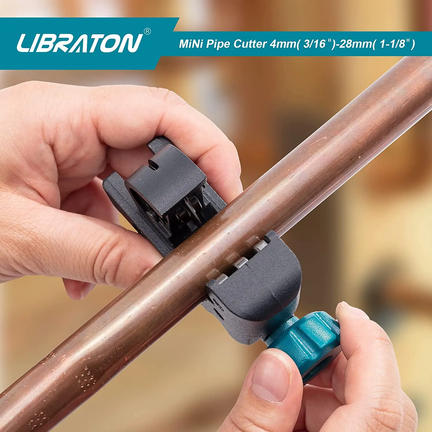 LIBRATON Mini Tubing Cutter 4mm to 28mm with Deburring Tool, Mini Pipe Cutter 2Pcs Kit, Copper Tube Cutter for Aluminum Pipe