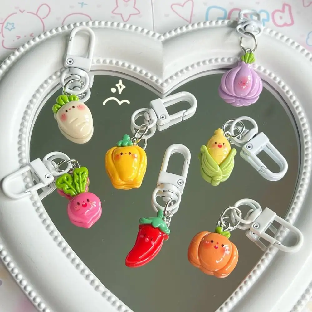 All-match Cute Vegetable Baby Keychain Ins Style Sweet Cartoon Doll Keyring Resin Girl Heart Bag Pendant Accessories Schoolbag