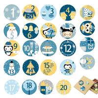 24Pcs Christmas Advent Calendar 1-24 Number Sealing Sticker Multifunctional DIY Candy Cookie Gift Box Packing Labels