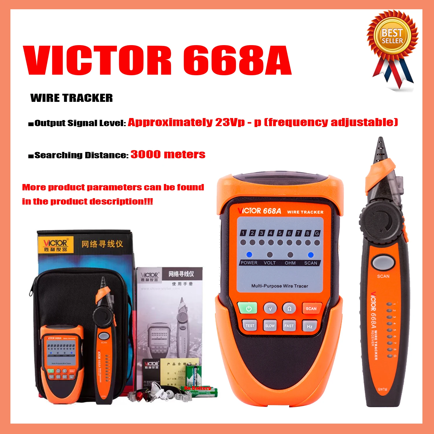 VICTOR 668A WIRE TRACKER Digital signal line finder Transmitter Receiver Distance Greater Network/ BMG Coaxial Line Searching