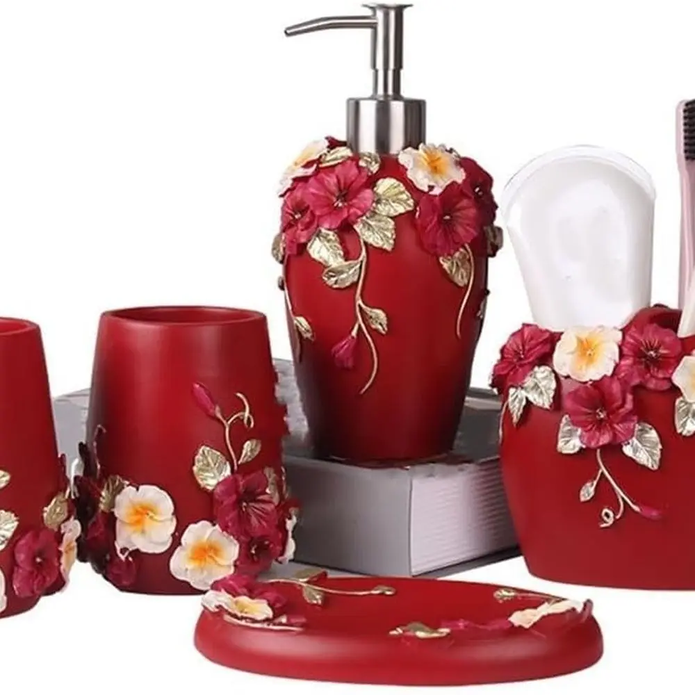

5-Piece Bathroom Accessory Set: Vanity Decor with Cup, Brush, and Gargle Cup for Home Bath Upgrade