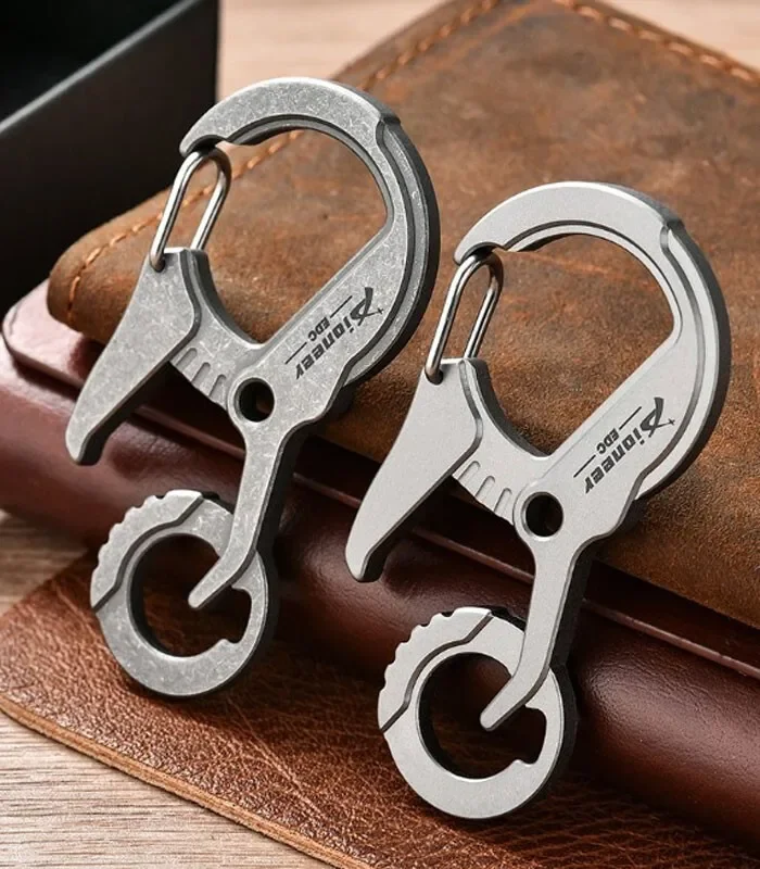 FEGVE EDC Titanium Alloy Multi tools Personalize Keychain Bottle Opener Outdoor Buckle