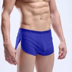 Comfortable Sexy Men Underwear Boxer Shorts Ice Silk Lounge Men Trunks Home Sleepwear Underpants Gay Underwear Panties