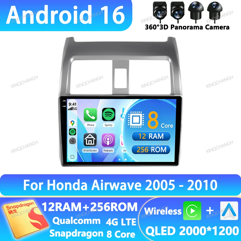 Android 16 Car Radio For HONDA AIRWAVE 2005 - 2010 GPS 4G WIFI Head Unit Navigation BT Multimedia Video Player 2DIN QLED BT GPS