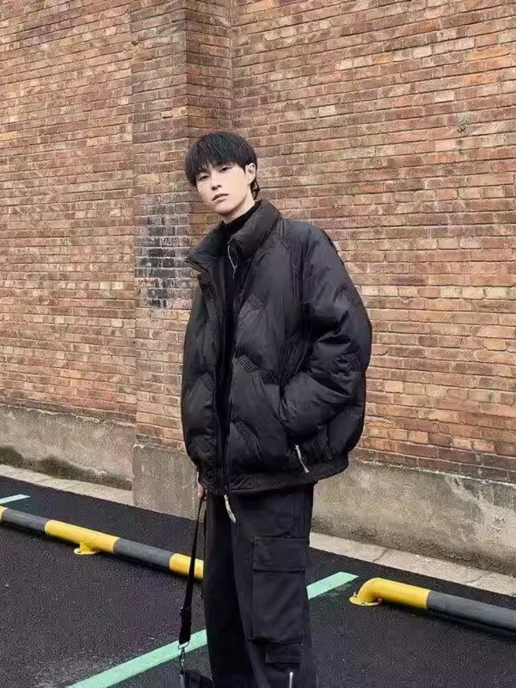 

Мужская легкая пуховая куртка-пальто из хлопка, зимняя теплая хлопковая одежда, молодежная стеганая куртка с дизайнерским плиссированным эффектом
