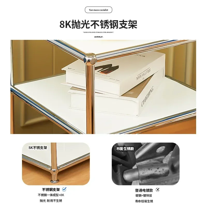 USM Middle-Aged Bucket Kitchen Shelf Storage Storage Bowl Bedside TV ins Module Combination Stainless Steel Side Cabinet