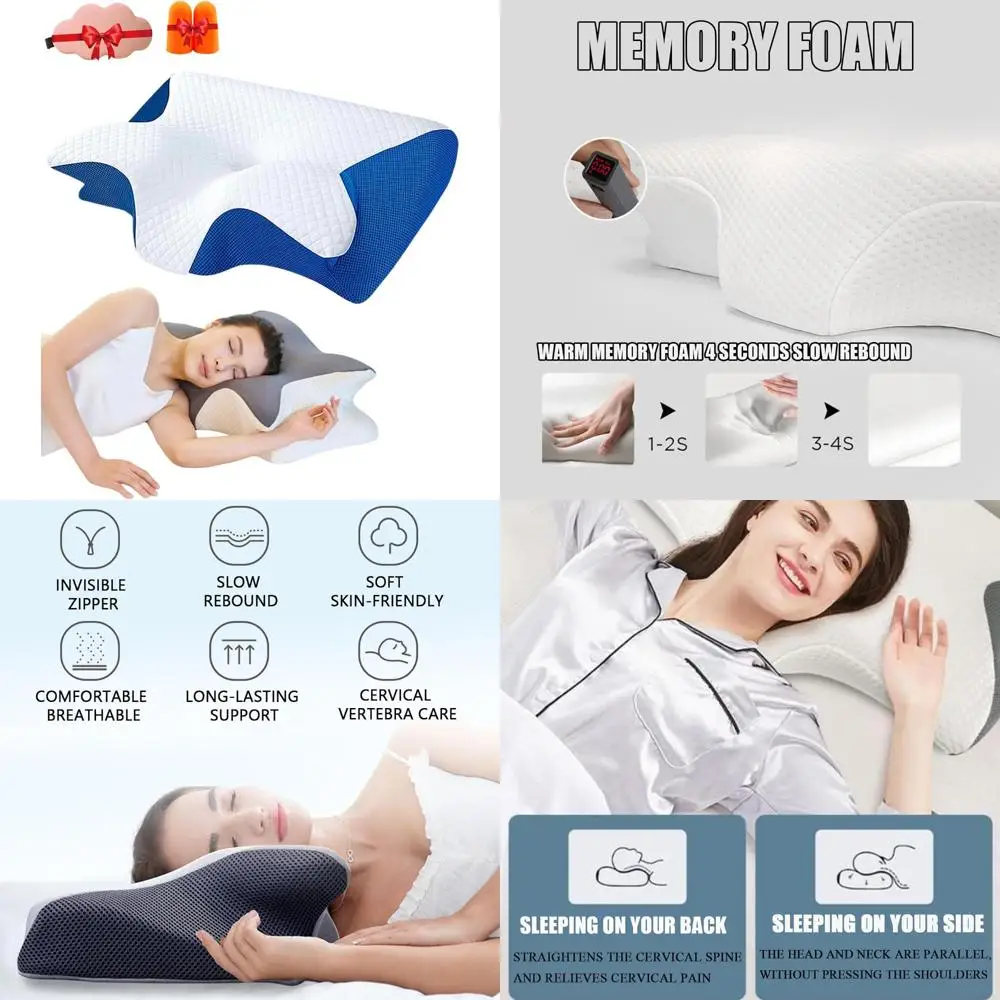 

Somvia Neck Support Pillow - Ergonomic Design for Sleep, 15° Concave, Odorless, Pressure-Reducing Memory Foam