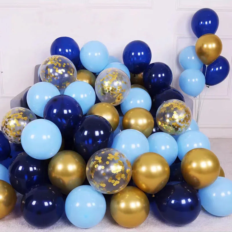 36 Stück blaue und goldene Latexballons – perfekt für Geburtstag, Hochzeit, Abschlussfeier und Party-Dekoration, hochwertiges dickes Latex – Detail 4