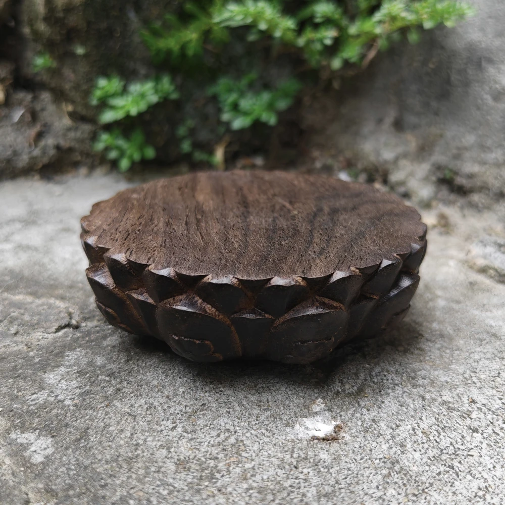 3 Inch Hand-Carved Wooden Lotus Pedestal Display Base Classic Theme, Chinese Style Suitable for Indoor Decorations, Bedroom, Christmas Decorations, Back-To-School Season Gifts, Men's Gifts, Birthday Gifts, Office Decorations, Housewarming Gifts