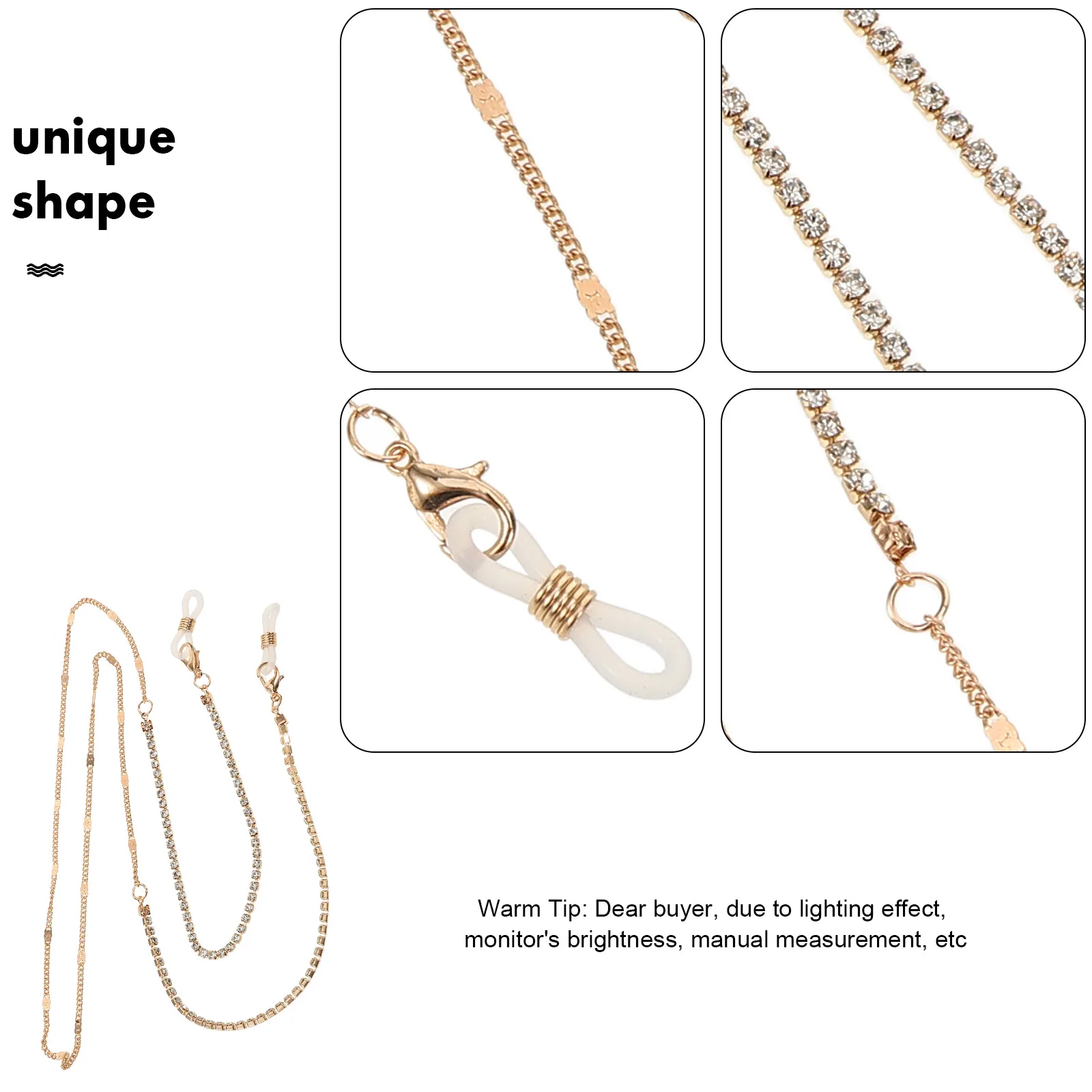 

Golden Glasses Chain Eyewear Retainer Strap Safety Holder Fashion Charm Alloy Pearl String Necklace For Sports