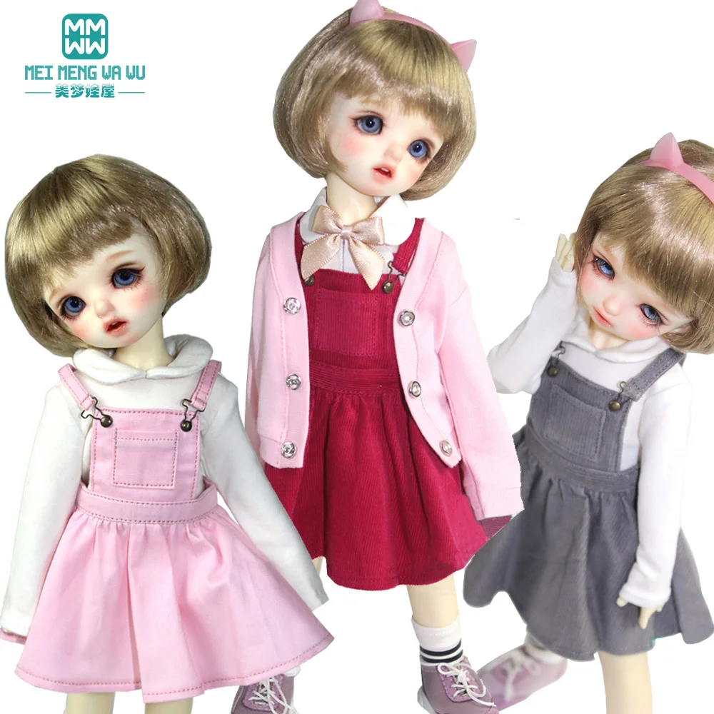 Fit 30cm 1/6 BJD YOSD doll clothes fashion strap dress pink, gray, khaki, rose red