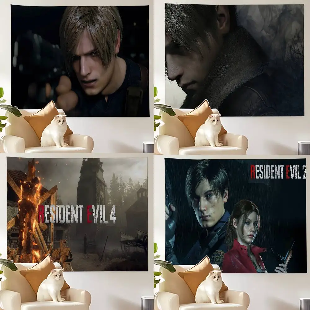 Game R-Resident Leon Kennedy Evil Tapestry Wall Hanging Tapestry Art Deco Blanket Curtain Hanging Home Bedroom Living Room Decor