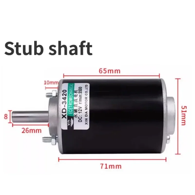 XD-3420 30W High Torque DC Motor 12V/24V Permanent Magnet Motor Mini DC Motor DIY Generator Motor CW/CCW with Bracket