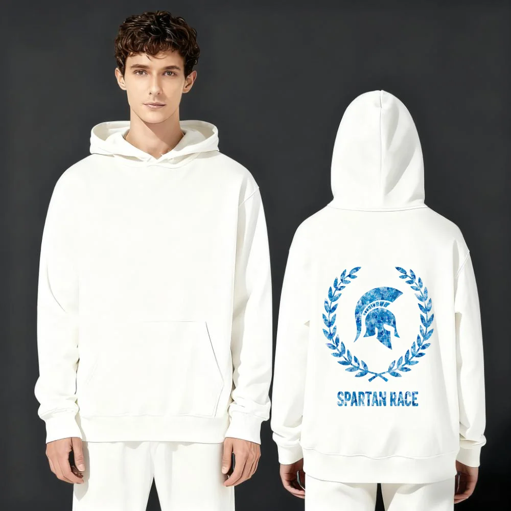 تتميز سترة Y2K العصرية الجديدة لعام 2025 بوزن 330 جرام بغطاء للرأس مريح وفضفاض بطباعة موضوع المحارب المتقشف