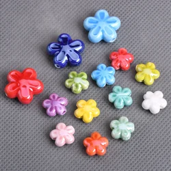 10pcs Flower Shape 12mm 18mm Glaze Ceramic Porcelain Loose Beads For Jewelry Making DIY Bracelet Findings