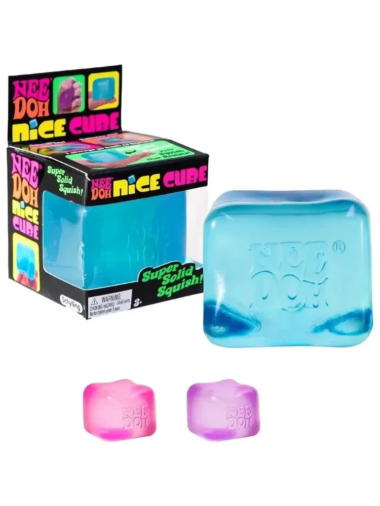 NEU 2026 NeeDoh Nice Cube Squishy Fidget-Spielzeug Transparenter Eiswürfel Superfestes, Weiches, Quetschbares Stressabbauendes Sensorisches Spielzeug