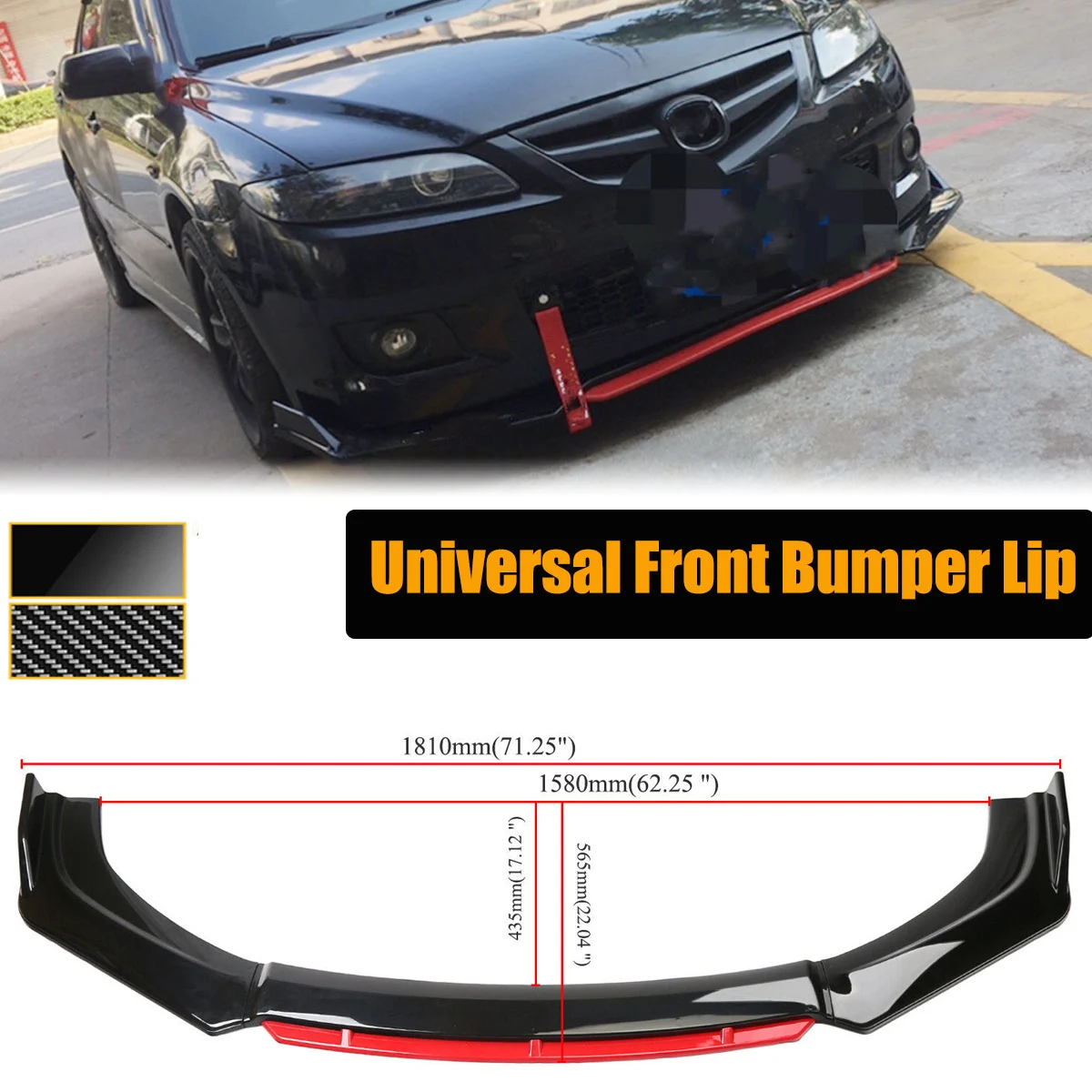 For Mazda 3 Axela 6 Atenza Front Bumper Lip Splitter Diffuser Body Kit Spoiler Guards Universal CX-3 CX5 CX-7 Car Accessories