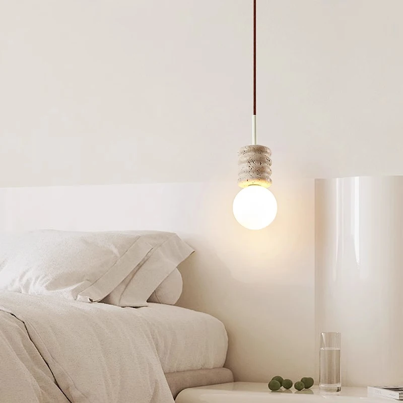 Led Chandelier Cream Style Bedroom Bedside Pendant Light Stone Small Warm Atmosphere Hanging Line Lamp Room Decor G9 Bulb 7W