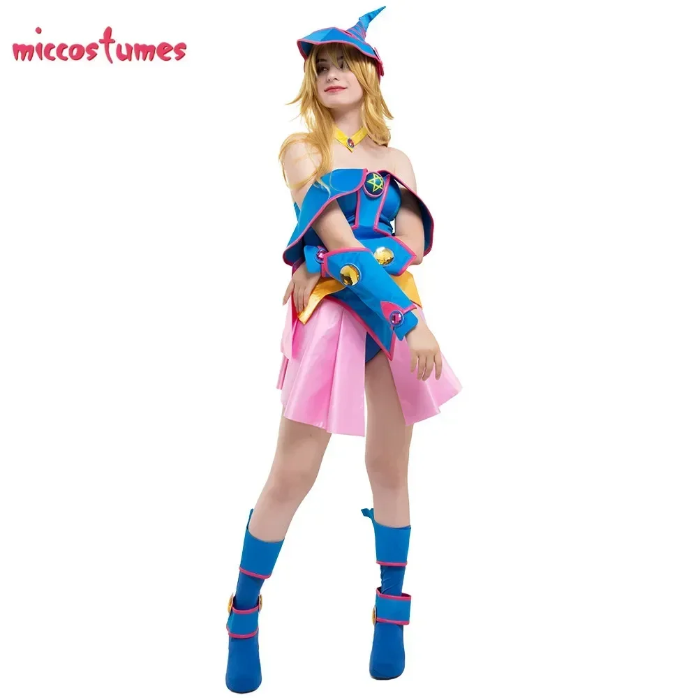 Miccostumes Women\'s Dark Magician Girl Cosplay Costume with Hat for Woman Halloween cosplay costume Outfit
