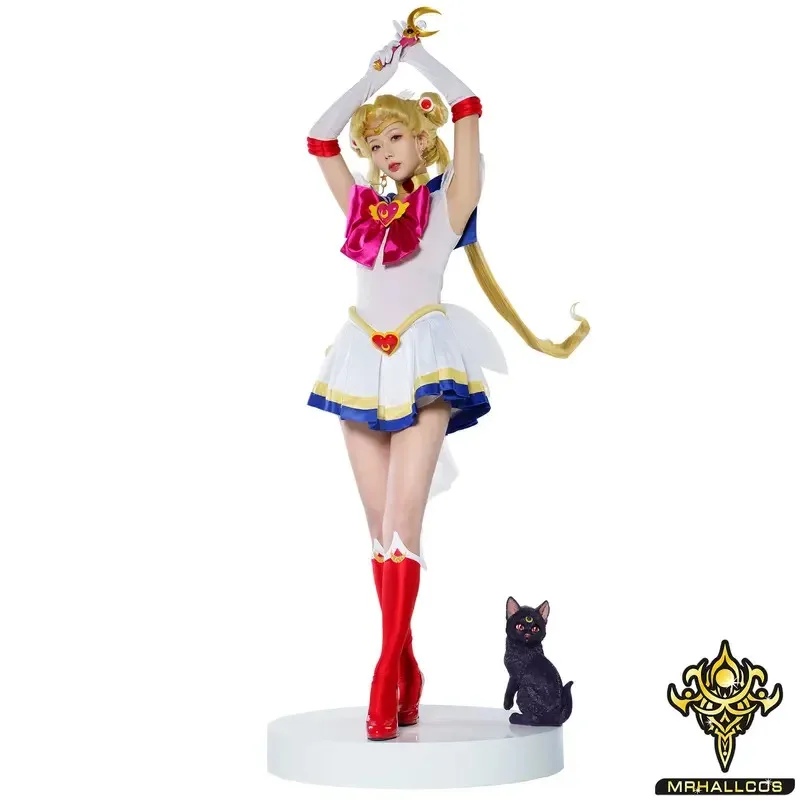 

qq 123MRHALLCOS Anime Cosplay Sailor Usagi Tsukino Moon SuperS Crystal Dress Outfits Costume Halloween Party Kid Adult Women Plu