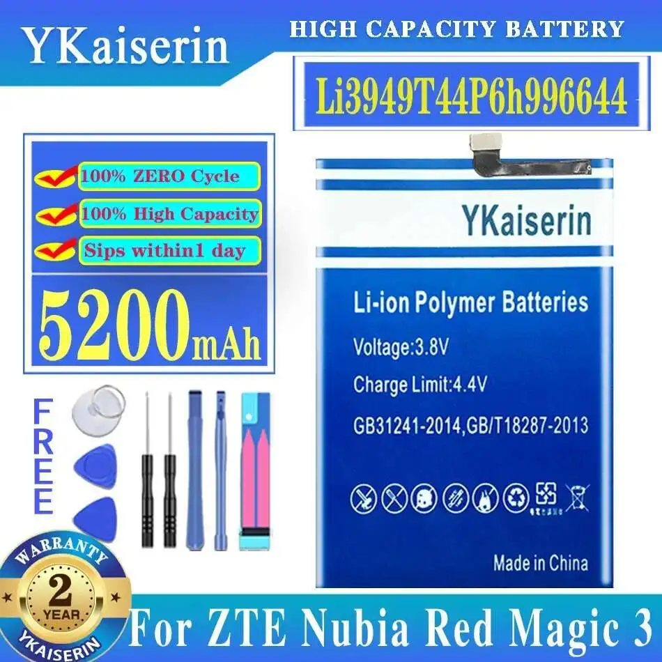 

Mobile Phone Battery Li3949t44p6h996644 Fast Charging 5200Mah For Zte Nubia Red Magic 3 Magic3 NX629J