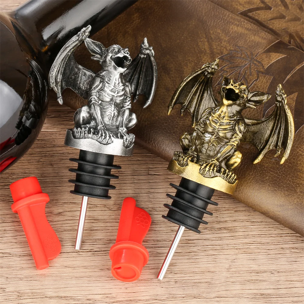 Gargoyle Decorated 2-in-1 Wine Mouth Bottle Stopper Universal Wine Bottle Pour Spouts Home Restaurant Bar Accessory Gift