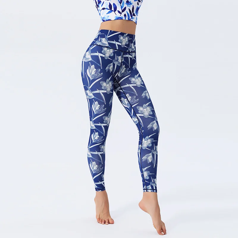 

Новые брюки для йоги, женские облегающие брюки с высокой талией, эластичные леггинсы для тренировок, колготки для фитнеса с красочным принтом