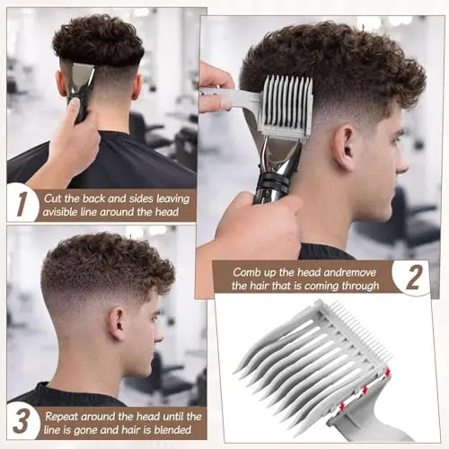 Professioneller Haarschneidekamm für Herren, gebogener Positionierungskamm, Flachkamm, Haarschneidemaschine, Salon- und Haushaltsstyling-Werkzeug – Detail 18