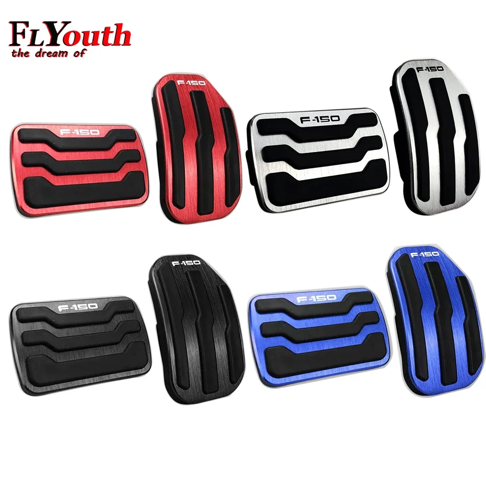 Aluminum Alloy Pedals Cover for Ford F150 F-150 2015-2021 Anti-Slip Auto No Drilling Aluminum Brake and Accelerator Pedal Covers
