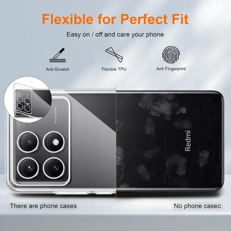 Poco X6 Pro Case Ultra Thin Clear Silicone Phone Case For Xiaomi Poco X6 Poco X 6 Pro X6Pro Pocox6 Pro 5G Transparent Back Cover