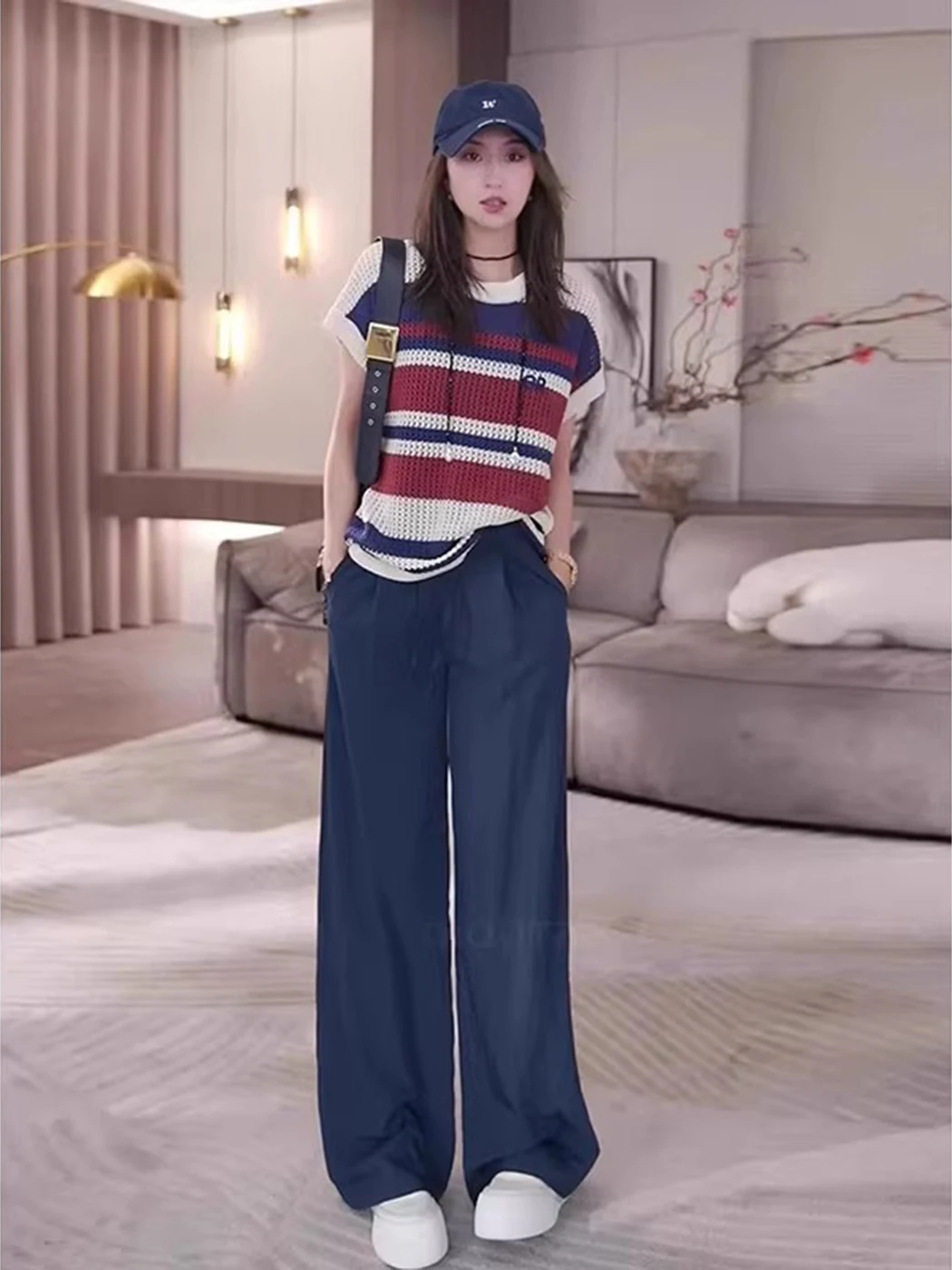 faionable-minceur-rayure-tricote-ort-sve-ensemble-de-vetements-de-sport-pour-les-femmes-tenue-d'ete-decontractee-design-sens-deux-pieces-costume