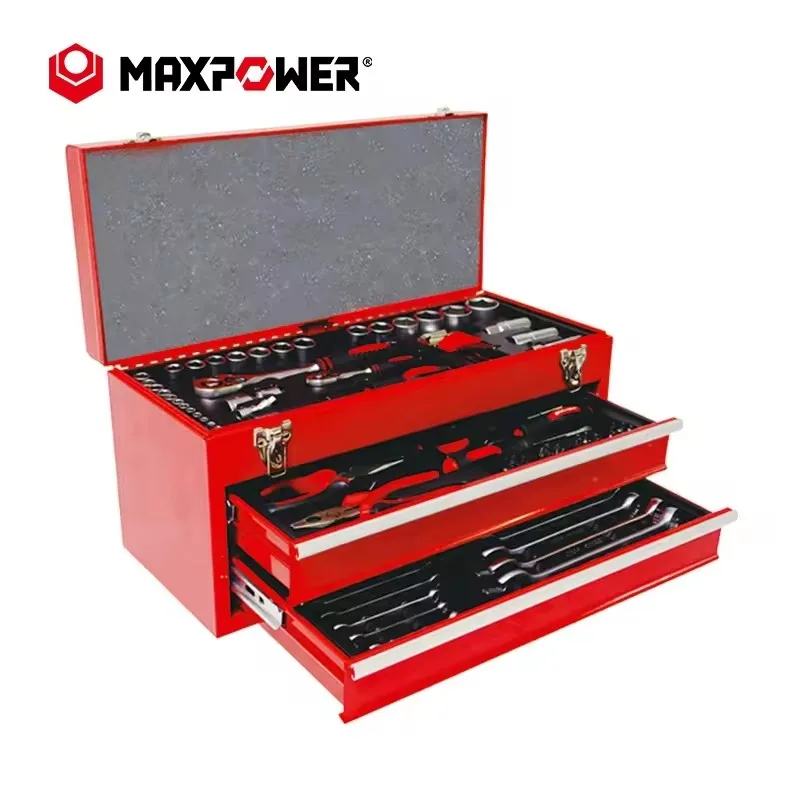 

Maxpower 3 Drawer Mechanics Repair Tool Kit 90pcs Complete Tool Box Set