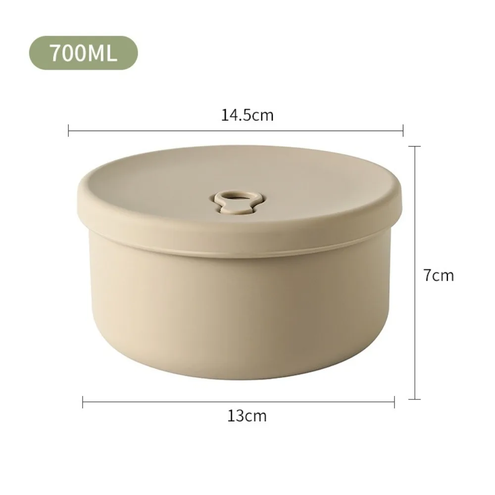 Large-Capacity Silicone Lunch Box Round Shape Fresh Box Food Storage Container Foodgrade Silicone Bento Design Sealable Bowl