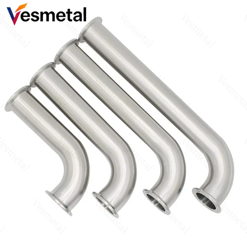 

304/316L Stainless Steel 90 Degree Tri Clamp Long Elbow Sanitary Pipe Fitting Homebrew 25/32/38/51mm Tube 1" 1.25" 1.5" 2"