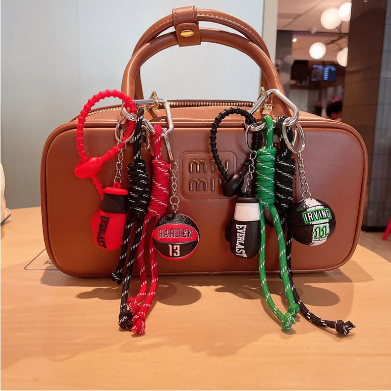 

Basketball keychain INS style boxing gloves hanging decoration woven rope backpack boyfriend decoration keychain