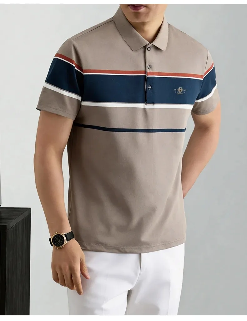 Luxus-Buchstaben Paul embossed kurzärmelige Herren Polo-Shirt High-End-Marke Mode Streifen Farbgebung Sommer neue Casual-Flip-T-Shirt – Detail 6