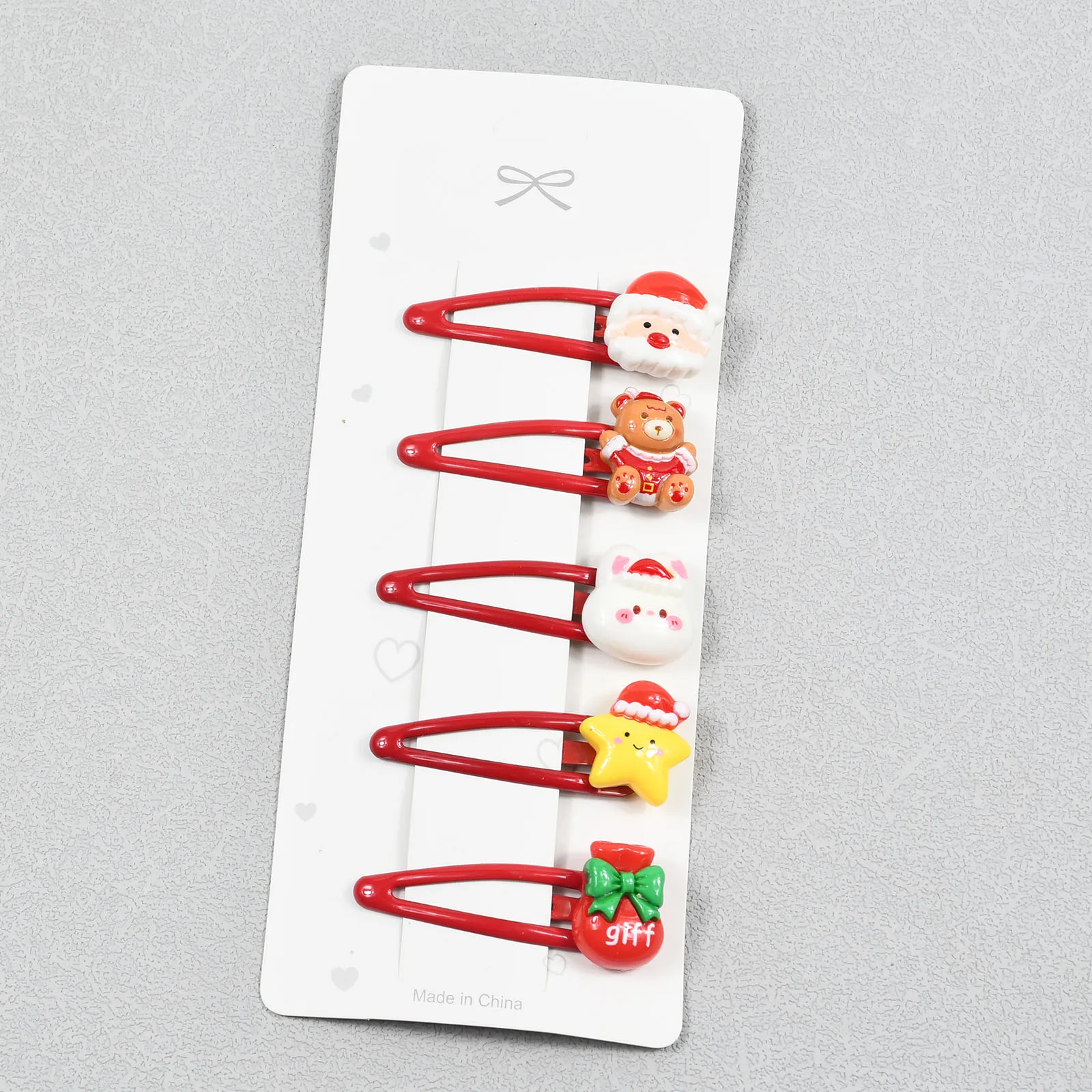 5Pcs/Set 5.5cm Christmas Collection BB Hair Clips Red Cartoon Santa Claus Bang Side Clip For Christmas Gifts