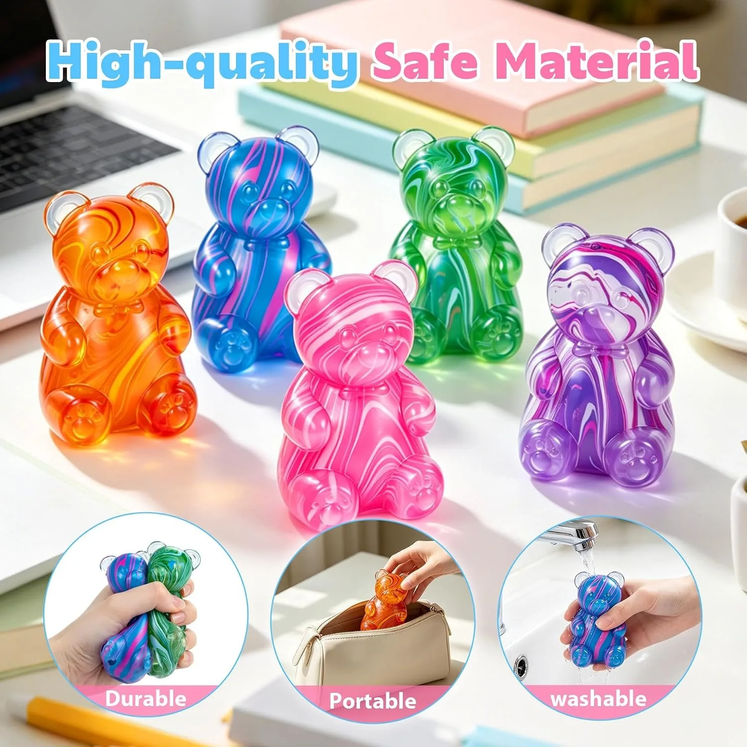 Gummy Bear Squishyies Maltose Filled Squeeze Toys Slow Rising Squishy Stress Balls Adults Kids Party Favors,Classroom Prizes