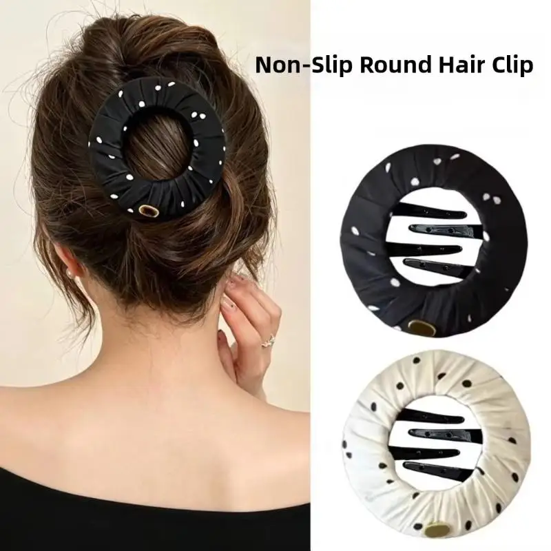 Polka Dots Flat Pancake Hair Claw Clip Trendy Non Slip Hair Accessory for Women Girls Sports Sleep Outing