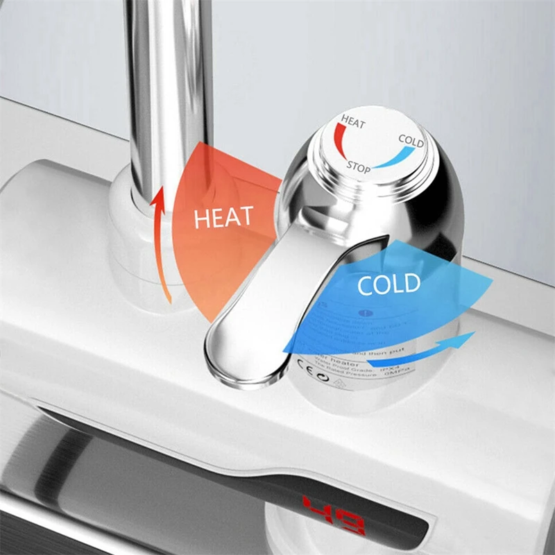 1 Piece Electric Kitchen Hot Water Faucet Heater Tap Cold Heating Faucet Tankless Water Heater EU Plug