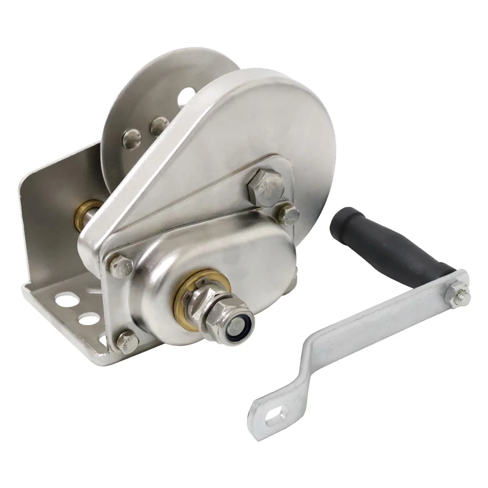 Winch Manual Kelautan Baja Anti Karat Berkualitas Tinggi 2600lbs dengan Pengunci Otomatis, Grosir Pabrik