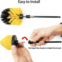 VOFUN-7Pcs Moving Brush Head, Electric Cleaning Brush, Yellow 7-Piece Set, Electric Drill Brush Head Set Household Items