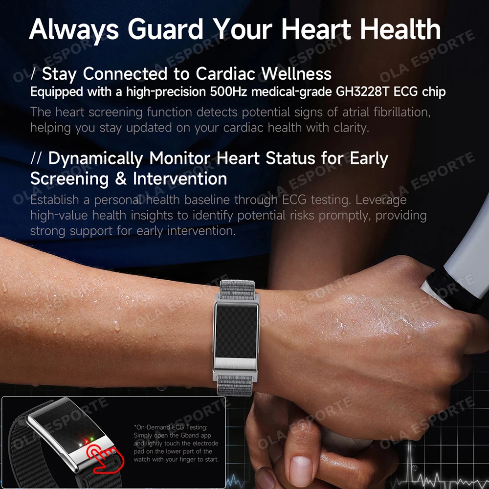 2026 NO Screen Smart Bracelet ECG+PPG SOS Heart Rate Blood Pressure Stress Temperature Sports Waterproof Screenless Smartwatch